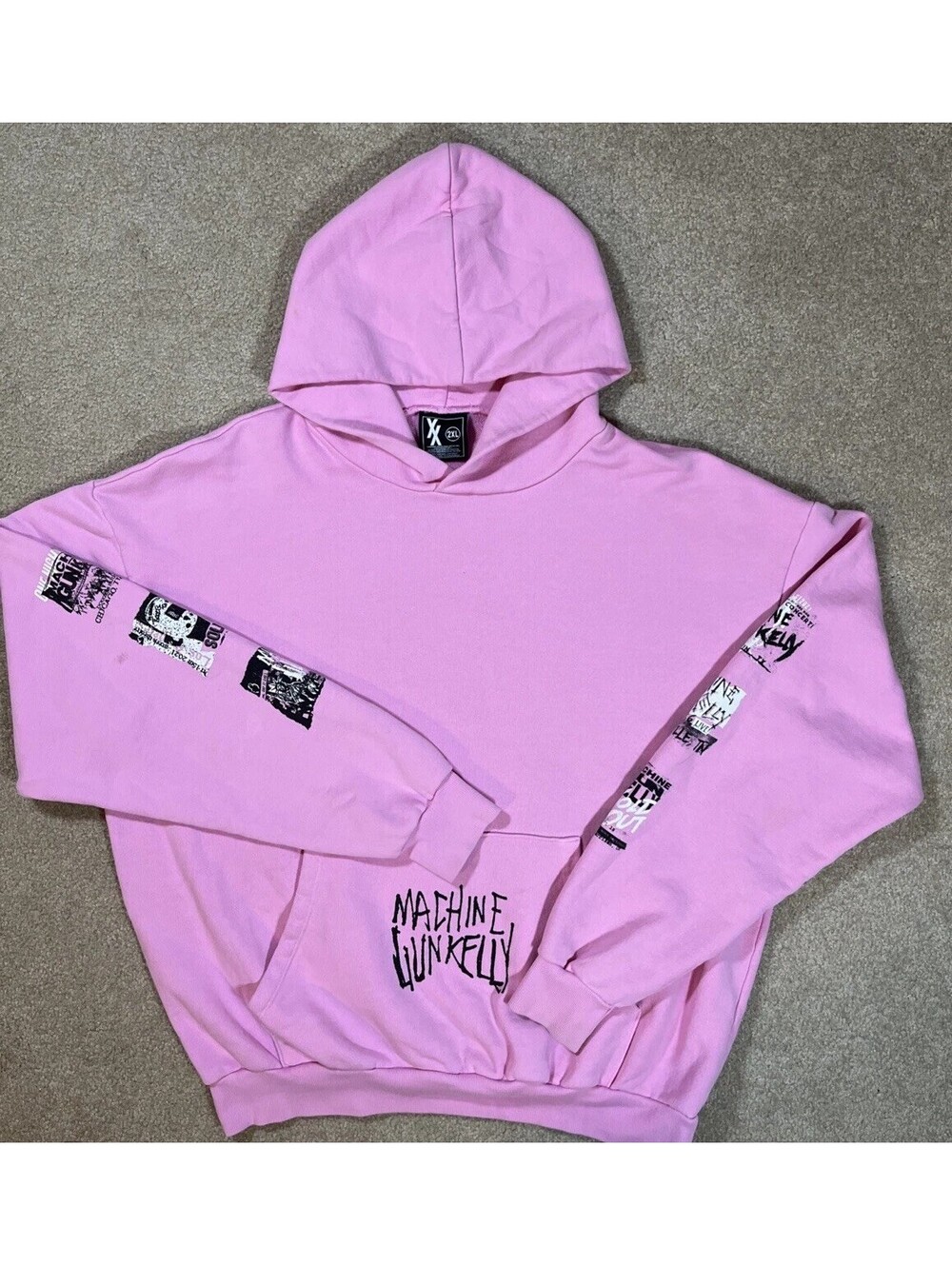 Machine Gun Kelly MGK Pink Hoodie 2021 Tour Concert Poster Sleeves Mens 2XL